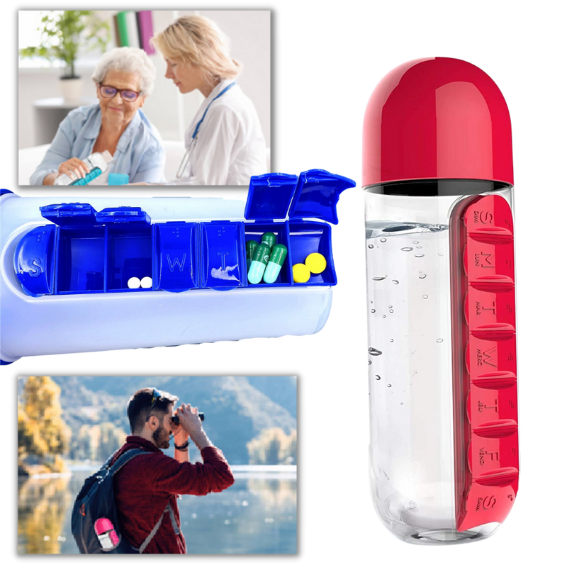 Plastic Water Bottle with Pill Box