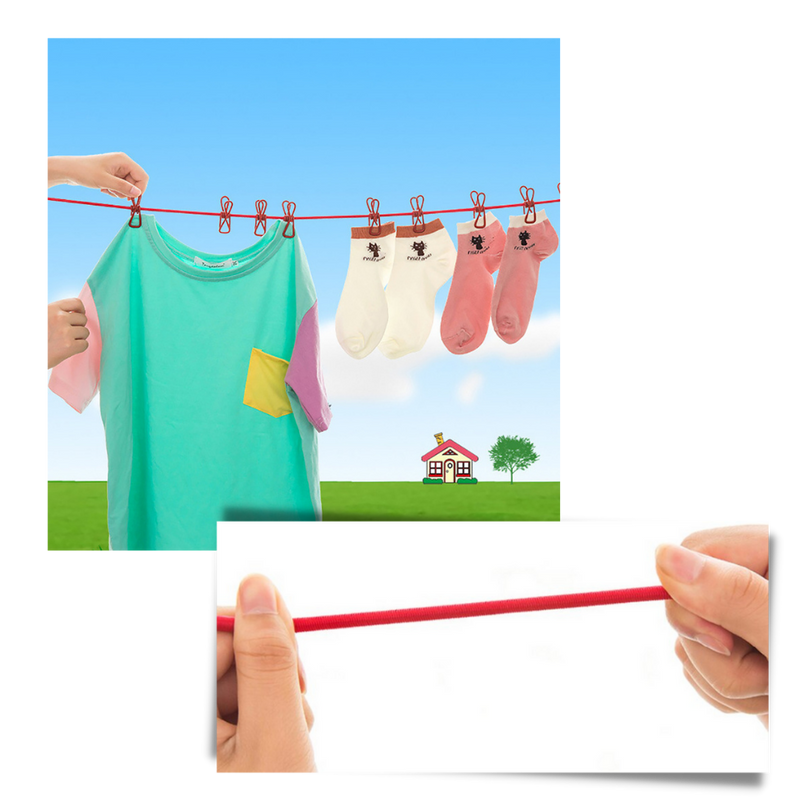 4m Stretch Camping Clothesline with Pegs