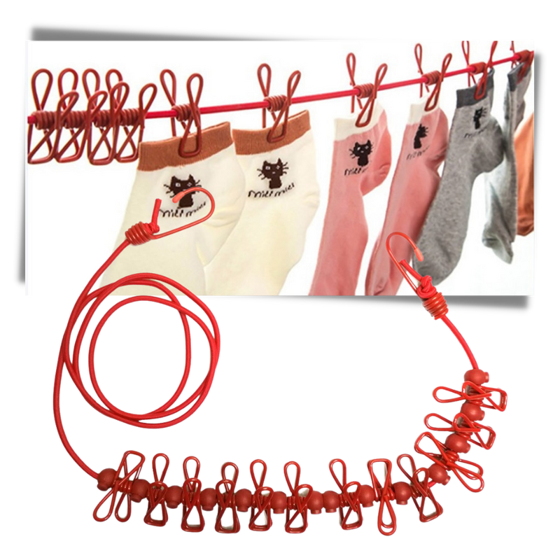 4m Stretch Camping Clothesline with Pegs