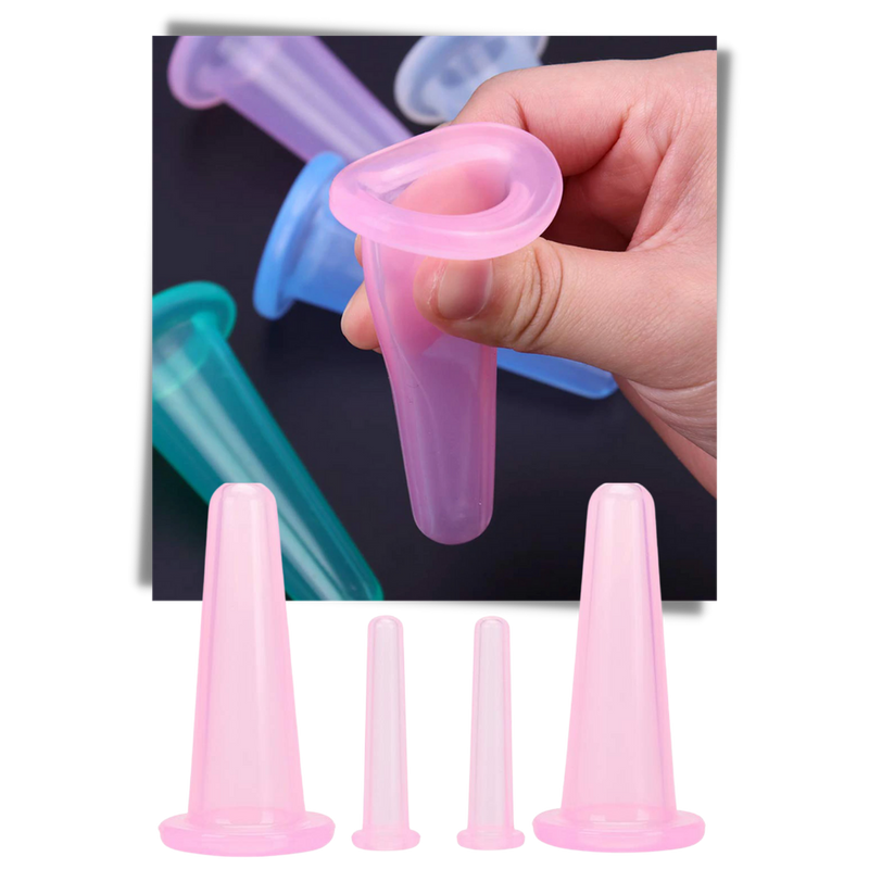 4 Silicone Cups for Facial Massage Cupping