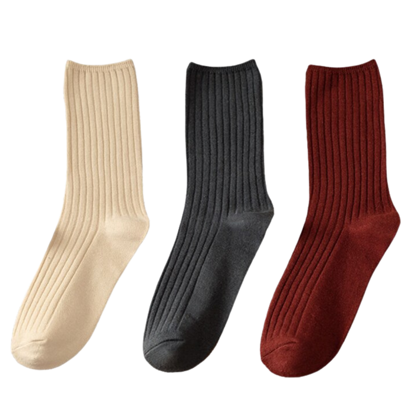 3 Pairs Ribbed Cotton Socks for Women
