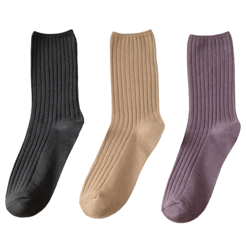 3 Pairs Ribbed Cotton Socks for Women