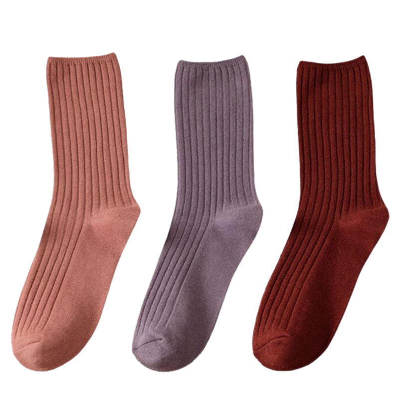 3 Pairs Ribbed Cotton Socks for Women
