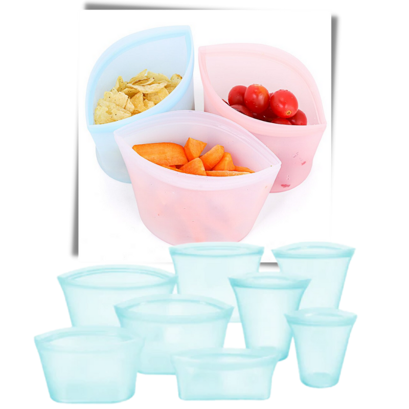 8-Pack Reusable Food Silicone Bags
