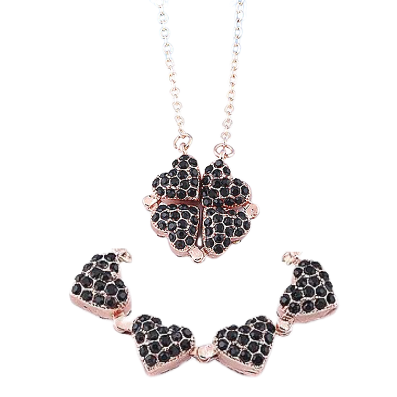 Adjustable 4 Leaf Clover Heart Necklace