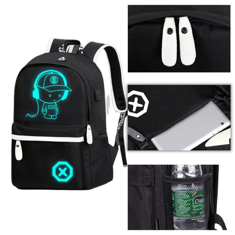 Luminous anime laptop backpack