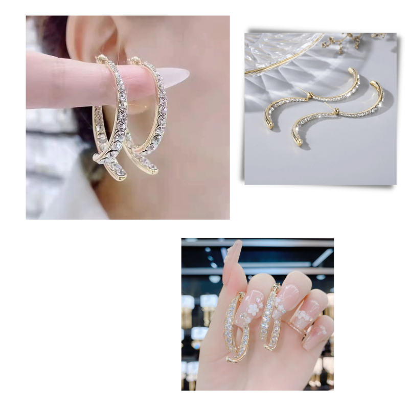 Silver/Gold Cross-Curved Earrings