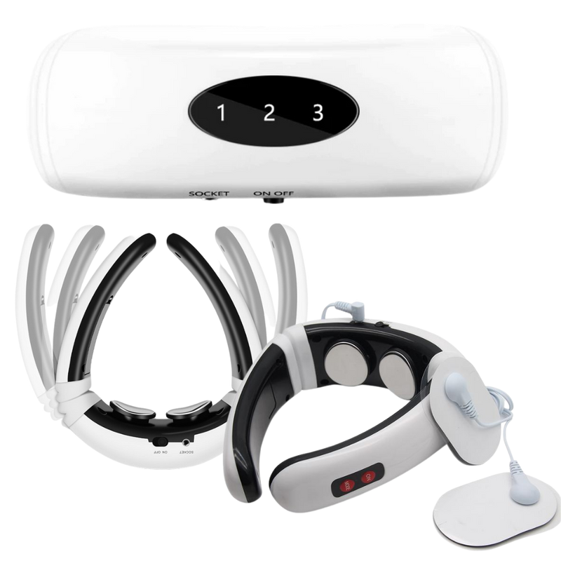 Circular traction neck massager with infrared heating