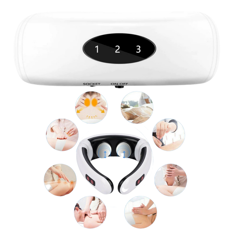 Circular traction neck massager with infrared heating