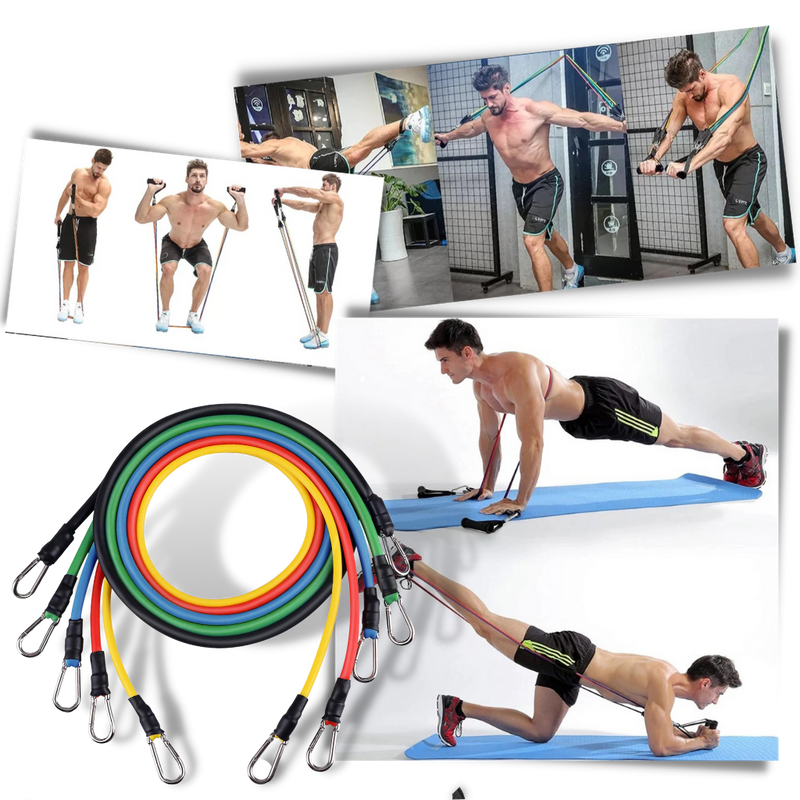 Complete Exercise Resistance Bands Set (11 Pcs)