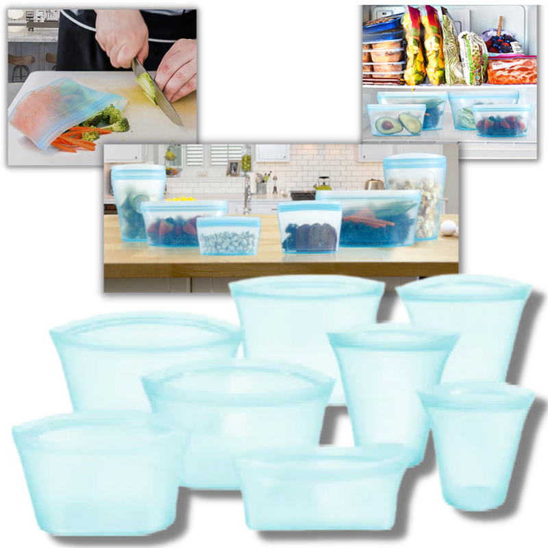 8-Pack Reusable Food Silicone Bags