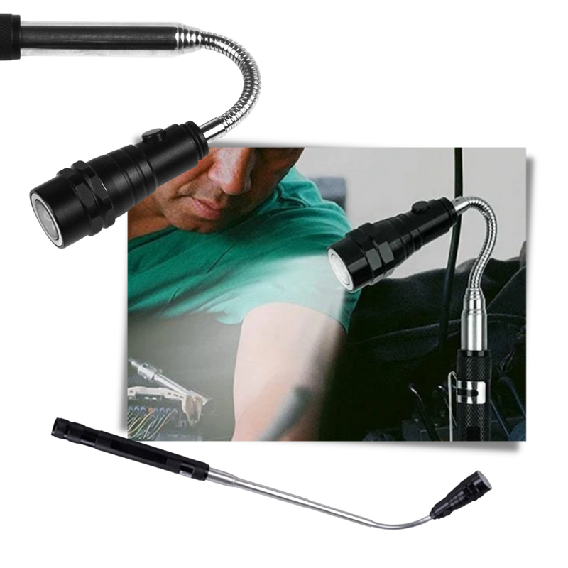 Telescopic magnetic LED flashlight
