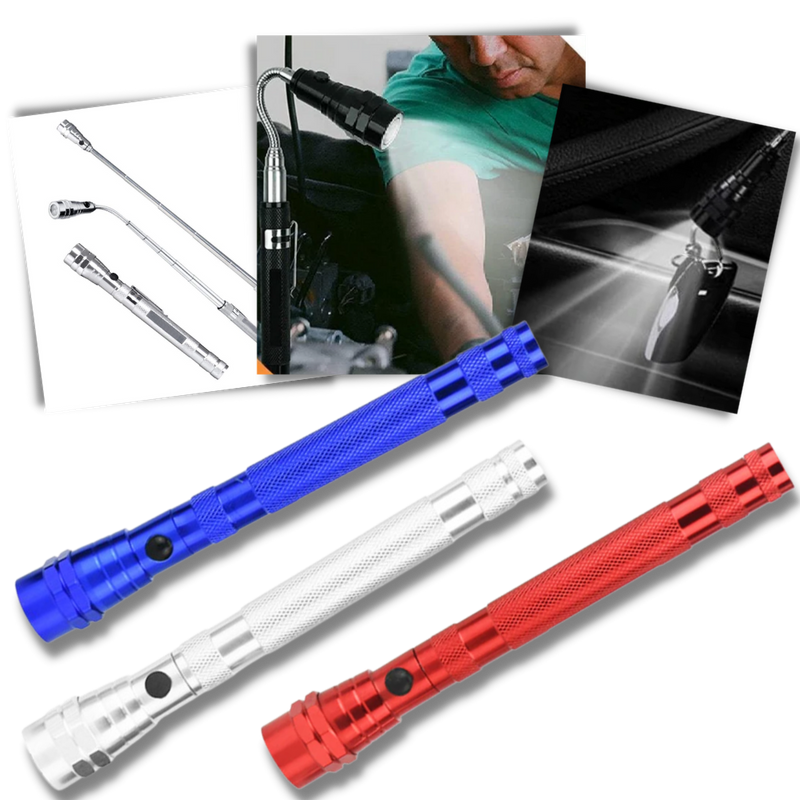 Telescopic magnetic LED flashlight