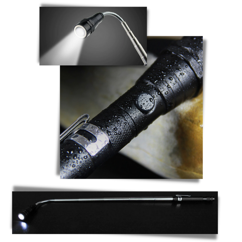 Telescopic magnetic LED flashlight