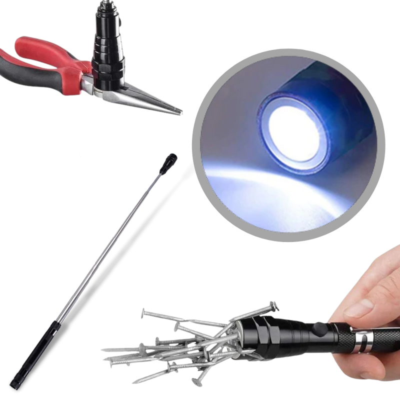 Telescopic magnetic LED flashlight