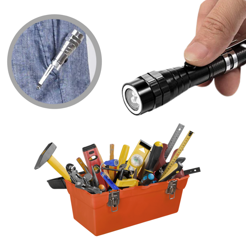 Telescopic magnetic LED flashlight