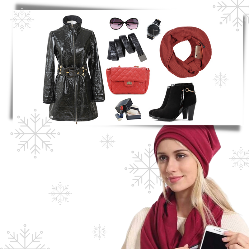 Warm Muffler With Hidden Pocket