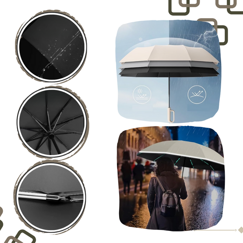 Automatic Lock Wind Resistant Umbrella