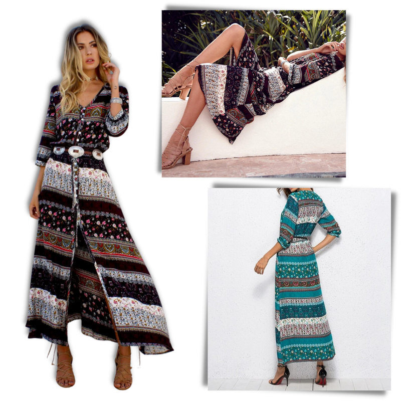 Bohemian V-Neck Maxi Dress