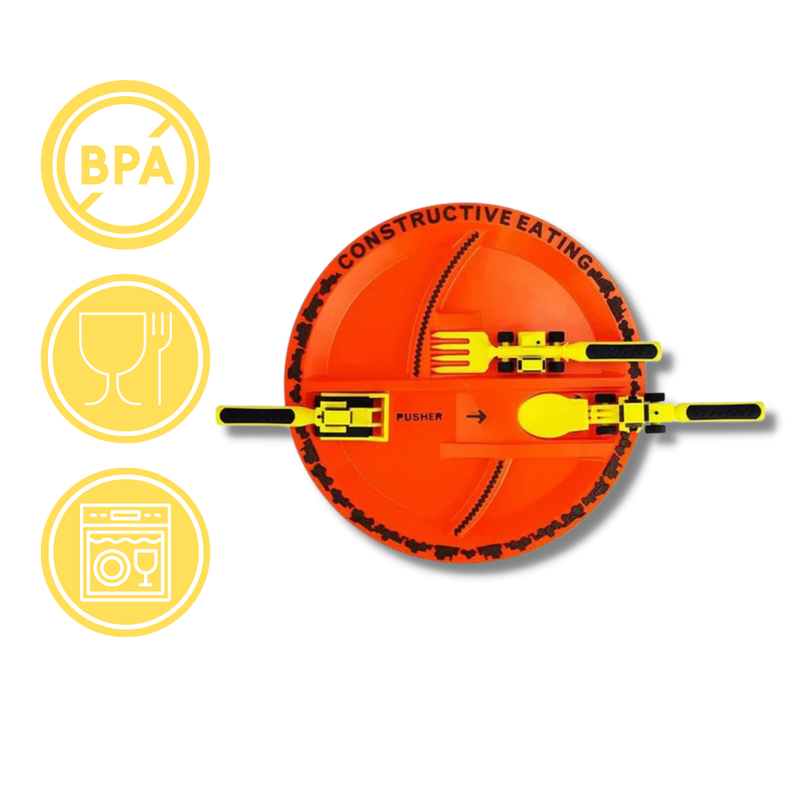 Creative Constructive Eating Plate and Utensils Set