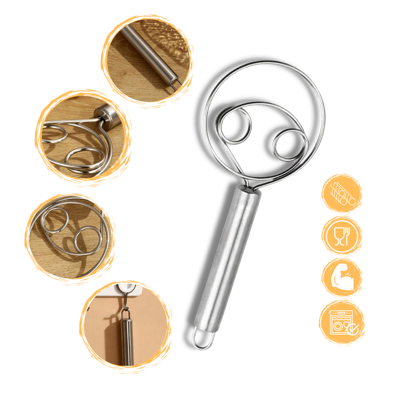 Effortless Stainless Steel Danish dough whisk