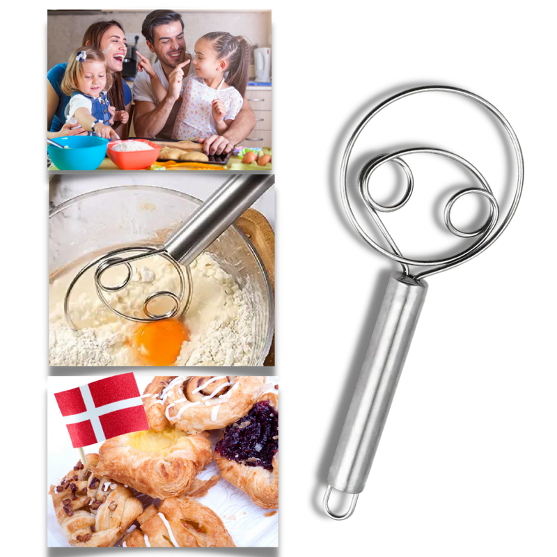 Effortless Stainless Steel Danish dough whisk