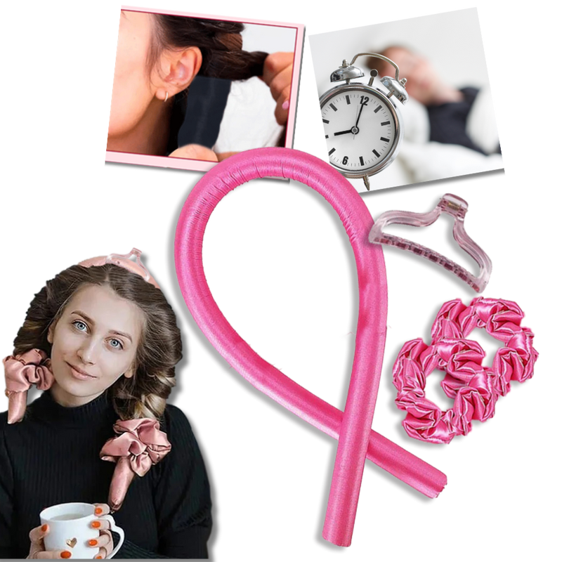 Heatless Curling Rod Headband Ribbon Silk