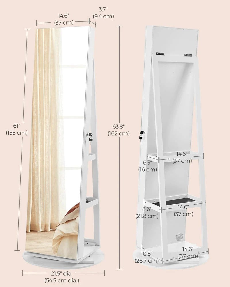 Swivel Base Mirror with Accessory Compartments