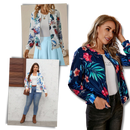 Long Sleeve Flower Bomber Jacket