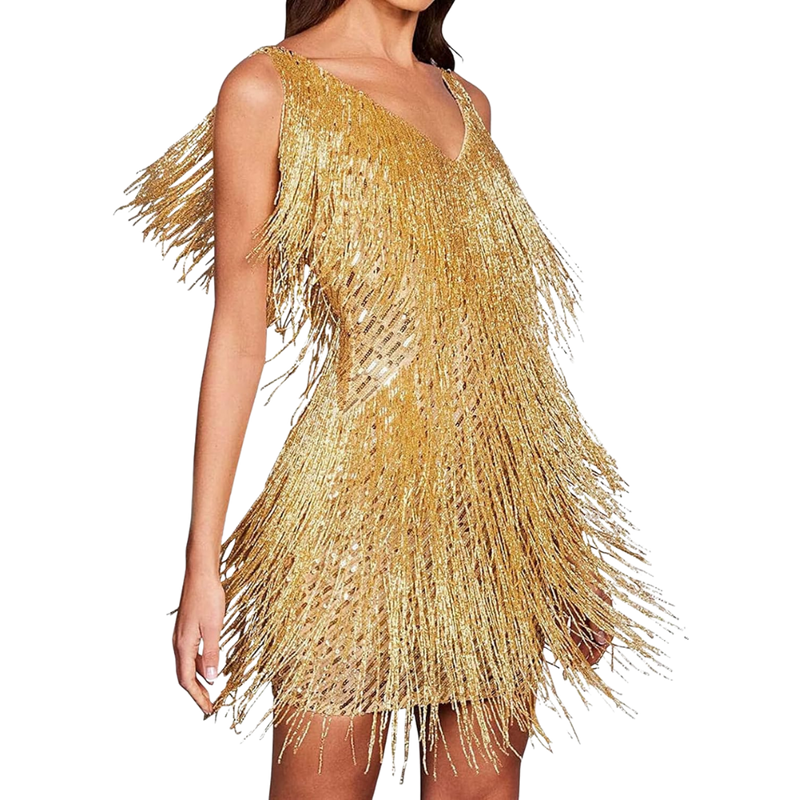 Sequin V-Neck Slip Dress