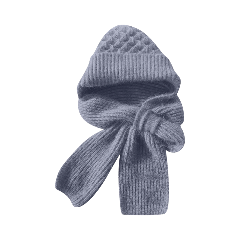 Windproof Knitted Hooded Hat with integrated Scarf and Ear Protection