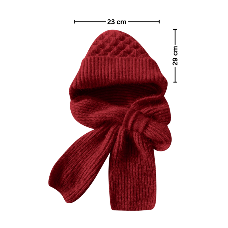 Windproof Knitted Hooded Hat with integrated Scarf and Ear Protection