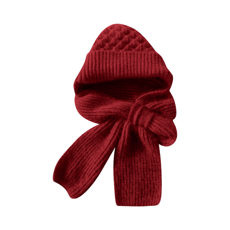 Windproof Knitted Hooded Hat with integrated Scarf and Ear Protection